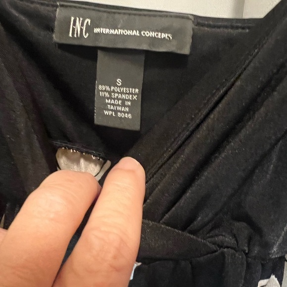 INC Black & Cream Maxi Dress | Graphic Print | Spaghetti Strap | Size S - Picture 4 of 4